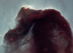 across visible bands, the Horsehead Nebula reveals its intricate flow of gas and interstellar dust