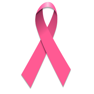 Pink ribbon an international symbol for breast cancer.