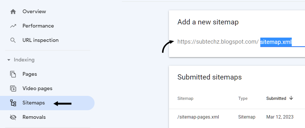 add blogger sitemap to google search console