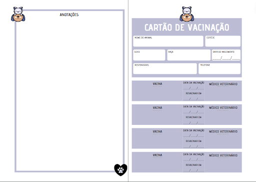 cartão DE VACINAÇÃO PET A4 PDF PARA IMPRESSÃO