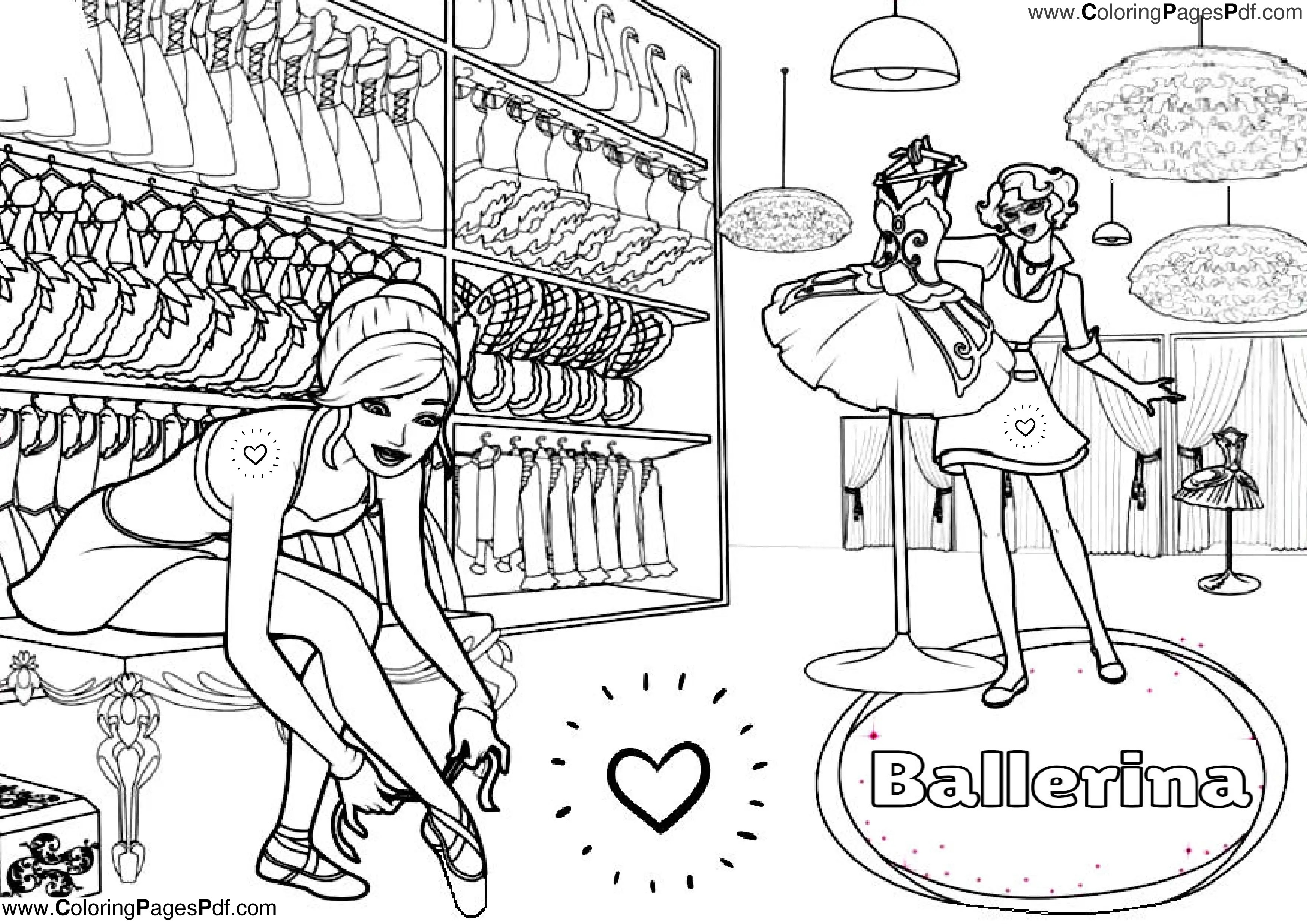 Ballerina coloring pages printable