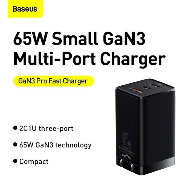 Bộ Sạc Nhanh Baseus GaN3 Pro Quick Charger 65W (Type Cx2 + USB , PD3.0/ PPS/ QC4.0/ SCP/ FCP Multi Quick Charge Protocol, New Upgrade Technology)