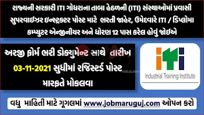 Godhara ITI - Various ITI Vacancy 2021 for Pravasi Supervisor Instructor Post @jobmaruguj