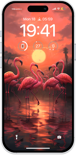 Tropical Flamingo Sunset: Aesthetic AI-Generated Phone Wallpaper