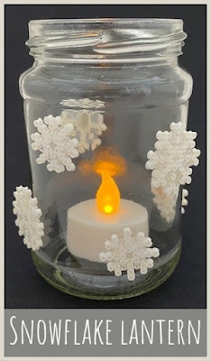 Snowflake lantern from a jam jar using mini Hama beads