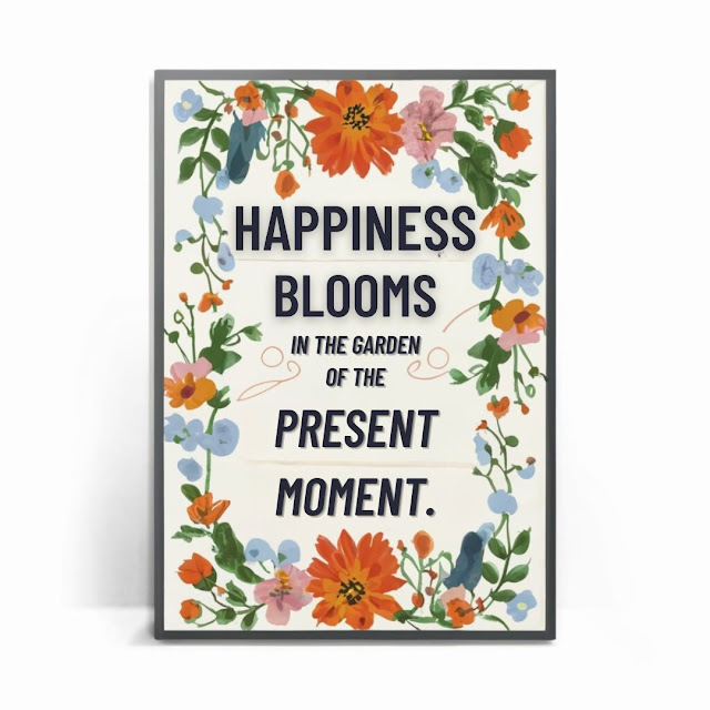 Happiness blooms in the garden of the present moment.