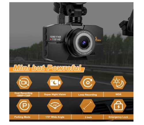 HURRA HU10 Dash Cam Front and Rear Dash Camera for Cars