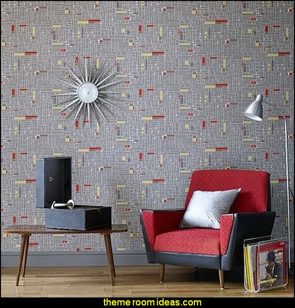 retro 50s bedroom wallpaper MCM decor MCM decorating retro decor