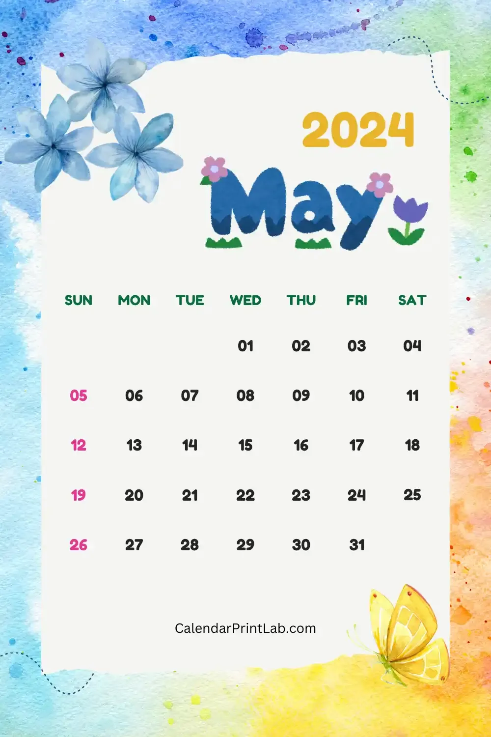 May 2024 Watercolor Calendar