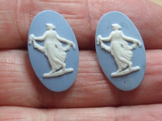 Wedgwood style clip earrings blue