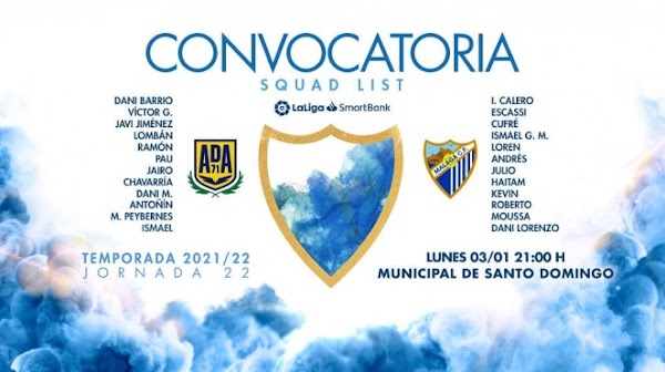 Málaga, convocatoria con mucha cantera para medirse al Alcorcón