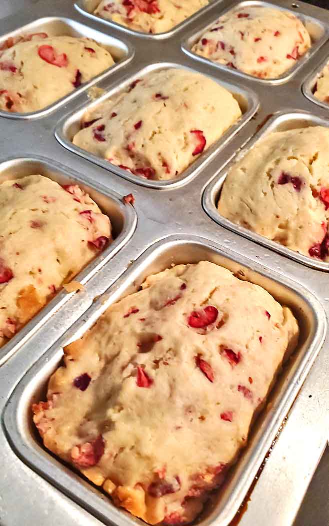 baked cranberry orange bread loaves