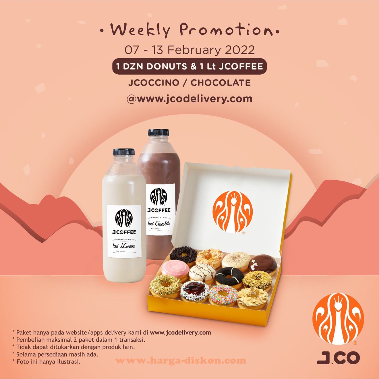 Promo JCO 1 lusin donut + 1L JCoffee Rp114.000 Periode 7 - 13 Februari 2022