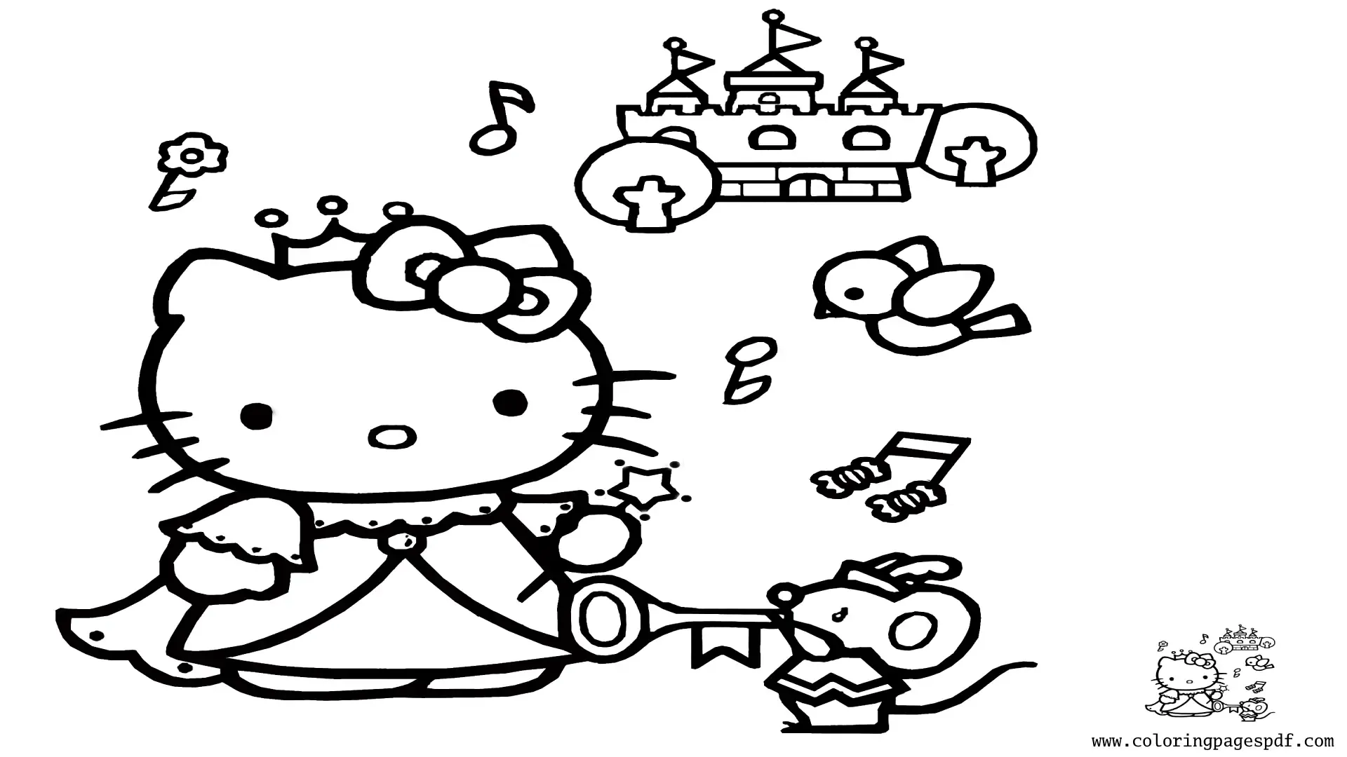 Coloring Page Of Princess Hello Kitty