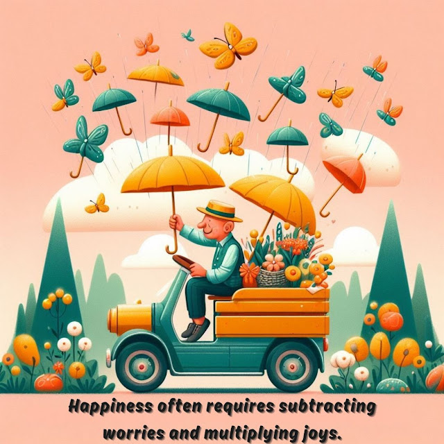 Happiness often requires subtracting worries and multiplying joys.
