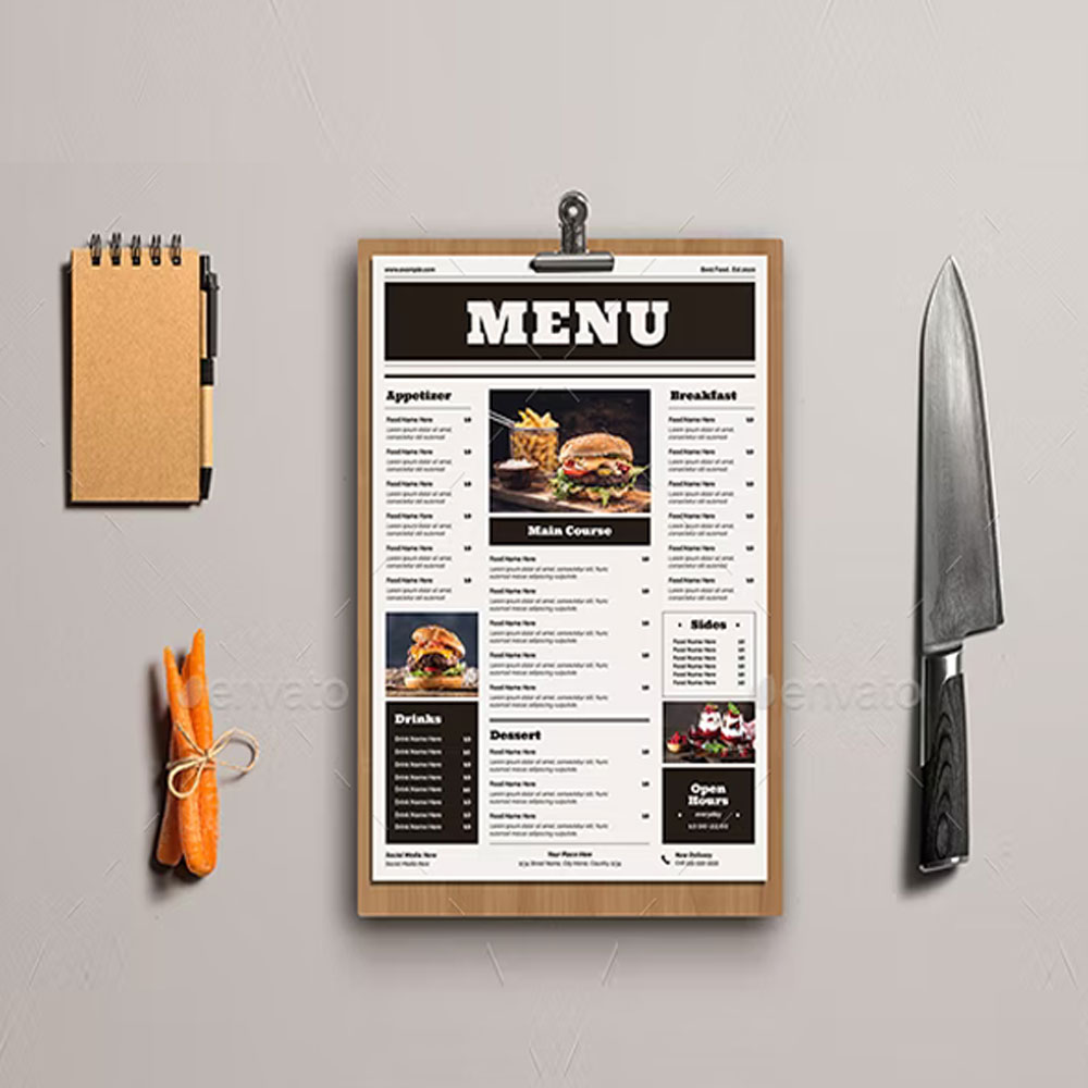 Newspaper Food Menu