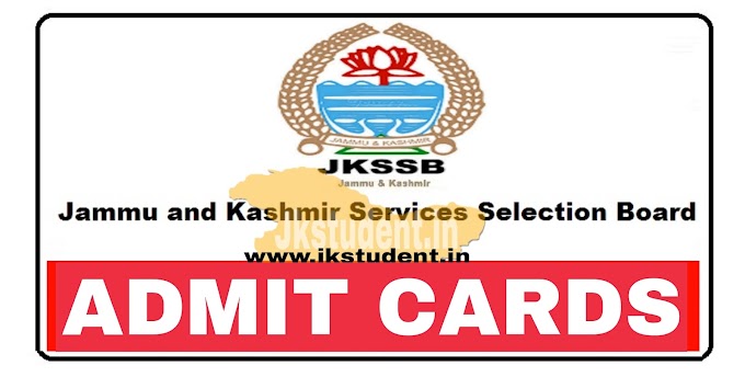 JKSSB, Admit card / Hall ticket for various upcoming exams Released, Download here