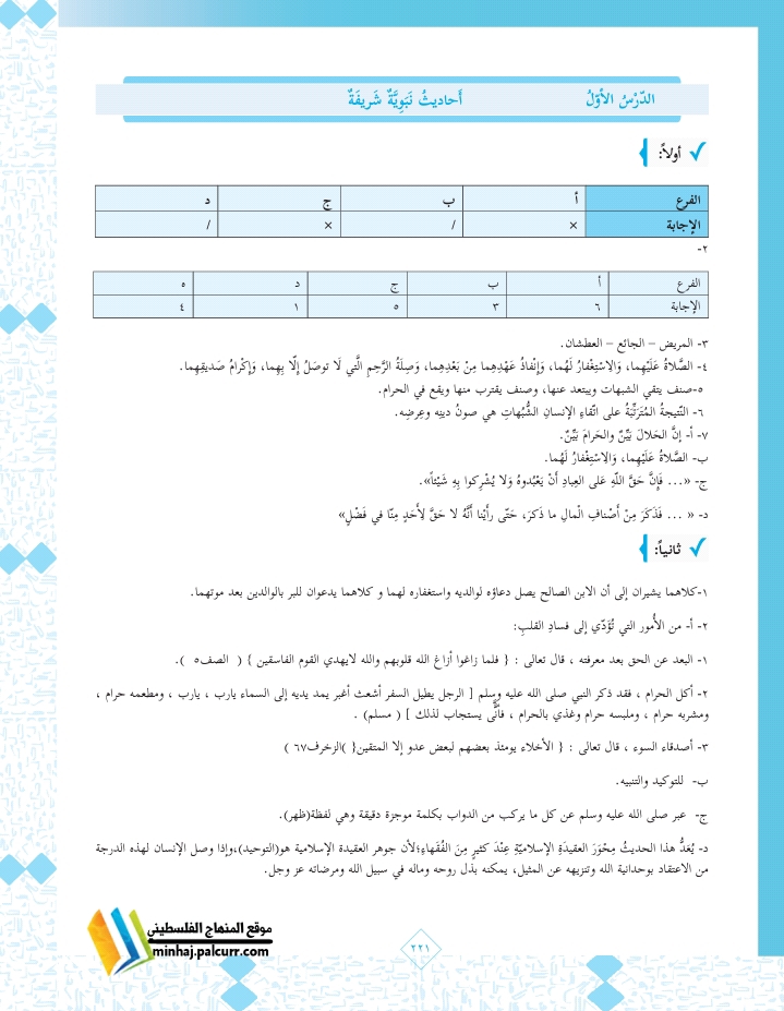 حلول كتاب اللغة العربية للصف العاشر في الفصل الدراسي الثاني "الفترة الثالثة والرابعة" 2021/2022