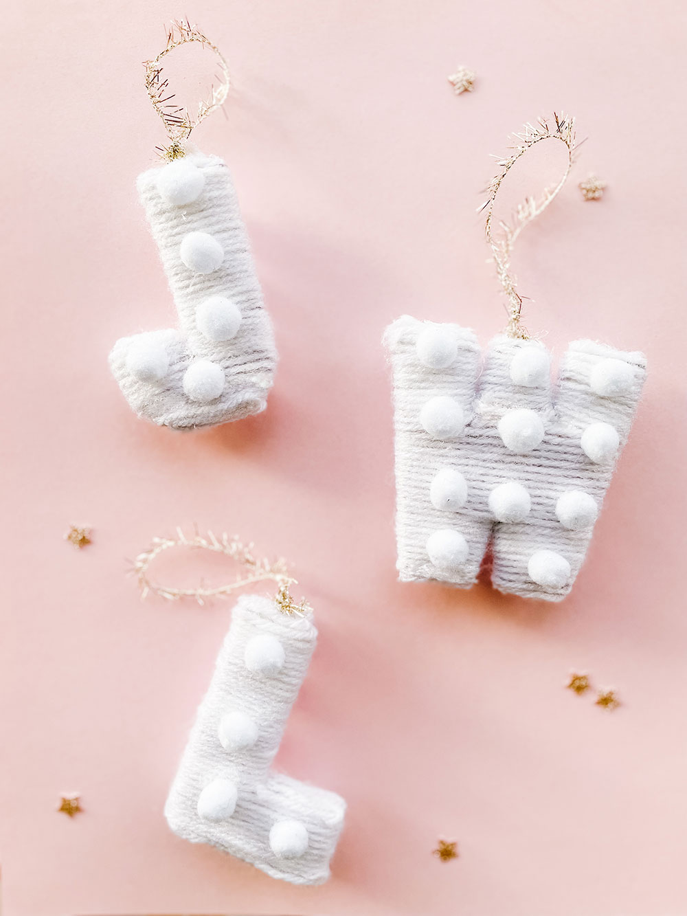 DIY Yarn-Wrapped Letter Ornaments