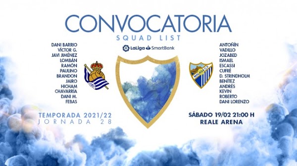 Málaga, Hicham y Chavarría en la convocatoria ante la Real Sociedad B