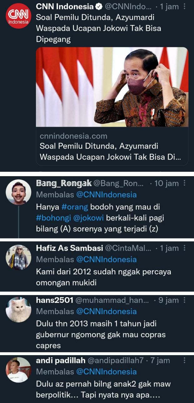 Cendekiawan muslim Azyumardi Azra meminta masyarakat waspada mengantisipasi sikap Presiden Soal Pemilu Ditunda, Azyumardi Waspada Ucapan Jokowi Tak Bisa Dipegang, Hanya Orang Bodoh Yang Mau Dibohongi Jokowi Berkali-kali