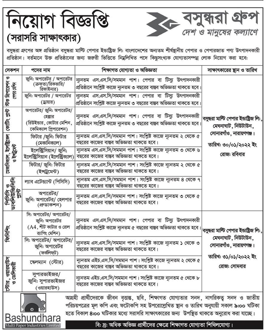 Bashundhara group all job circular 2022 pdf download