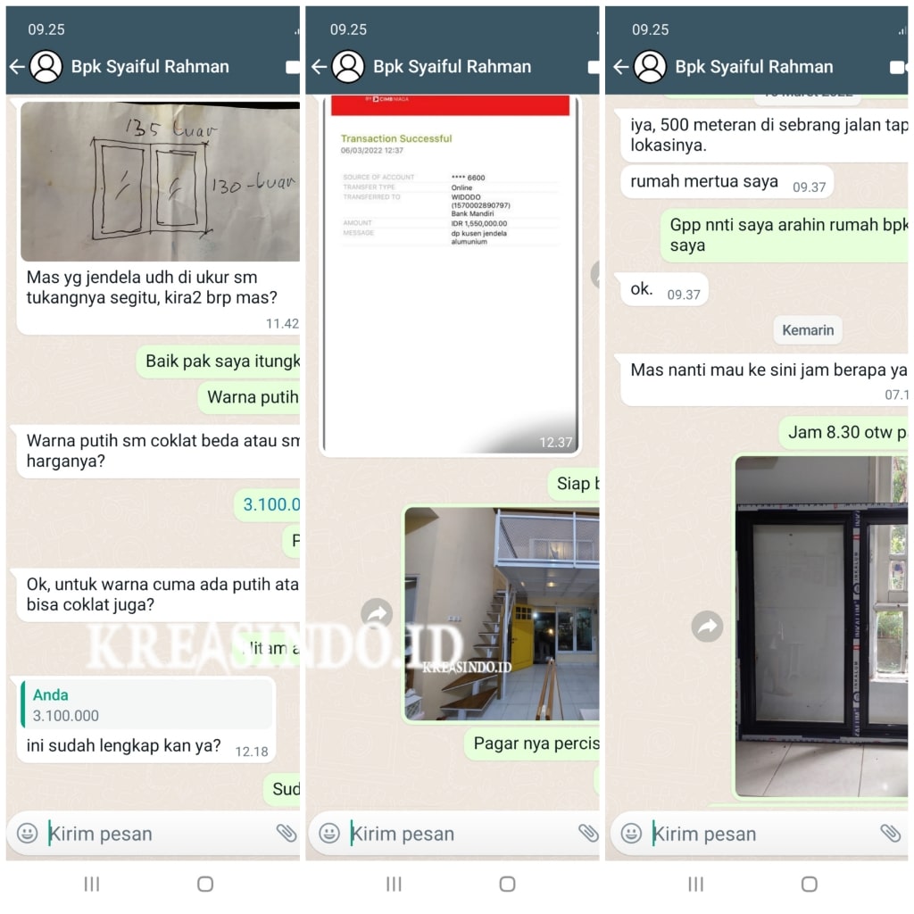 Jendela Aluminium Pesanan Bpk Syaiful di Jatiranggon Bekasi