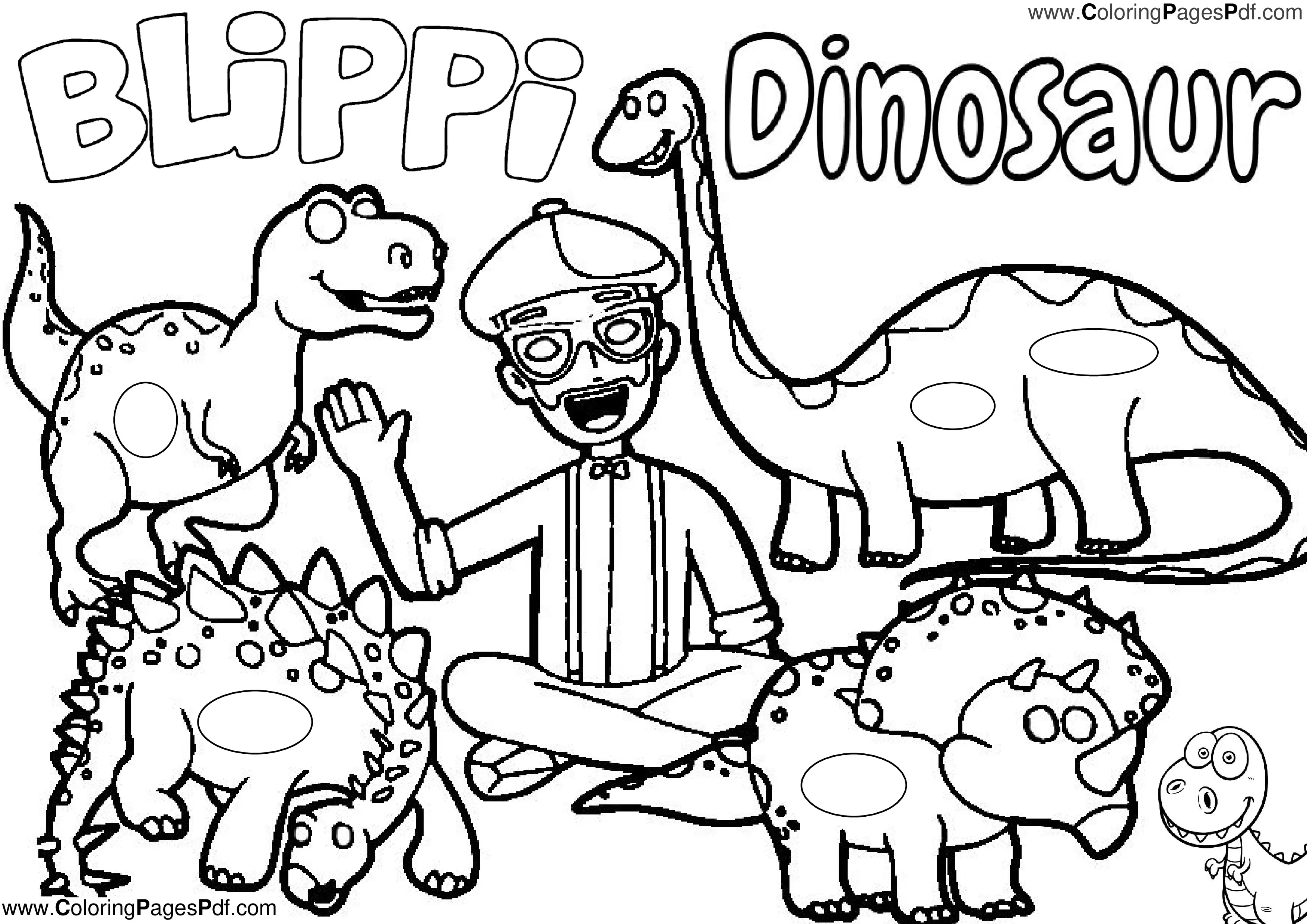 Blippi dinosaur coloring page