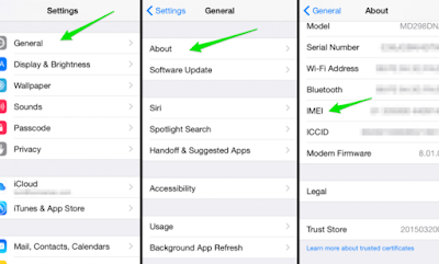 Cara mengecek imei iphone melalui pengaturan perangkat