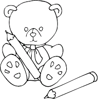 Cute Bear with pencils coloring page