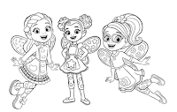 Butterbean, Dazzle and Poppy coloring page