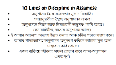 10 Lines on Discipline in Assamese