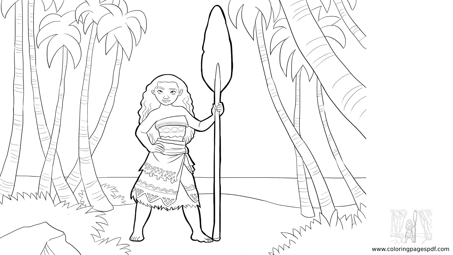 Coloring Pages Of Moana With A Rowing Oar