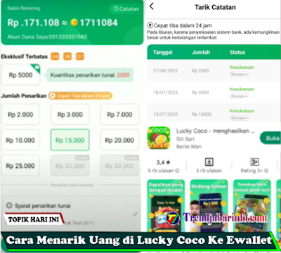 Cara Menarik Uang di Aplikasi Lucky Coco ke DANA dan Gopay