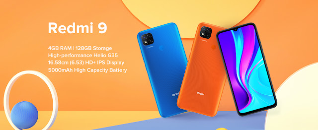 Redmi 9 (Sky Blue, 4GB RAM, 64GB Storage) | 2.3GHz Mediatek Helio G35 Octa core Processor