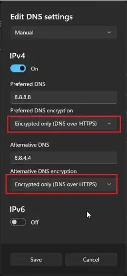تمكين DNS المشفر على ويندوز 11