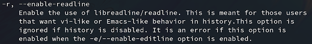 The -r (readline) option inside configure file