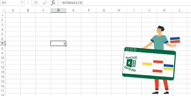 شرح صيغة الدالة ROWS في برنامج مايكروسوفت Excel