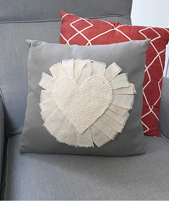 heart pillow and red pillow