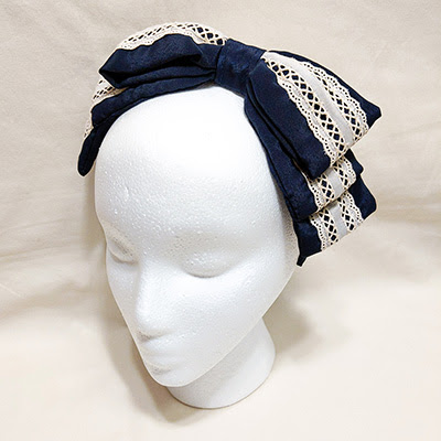 Brick House Ribbon and Paw Head Bow (2015) Navy