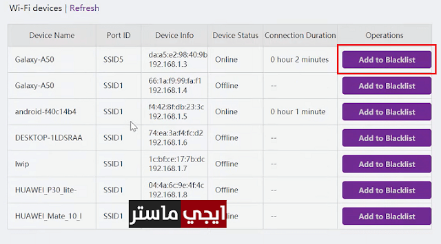 حظر جهاز من راوتر we الجديد dn8245v-56