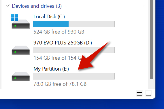 80 GB new partition