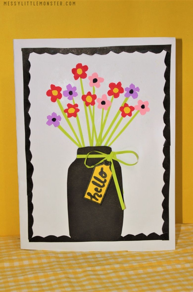 Paper mason jar flower craft for kids