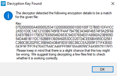 Decryptor Key Found