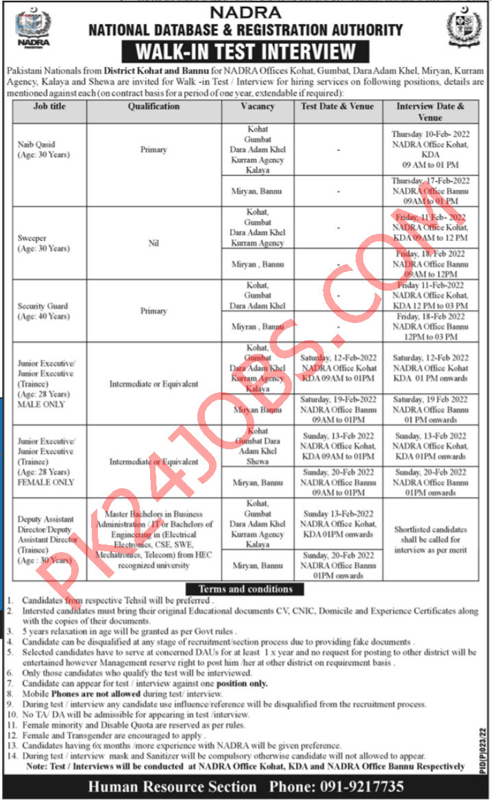 NADRA Jobs 2022 – Government Jobs 2022