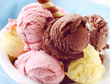 Ice cream is a frozen sweet mixture of dairy products with various additives.