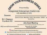 HINDUSTAN CHAMBER OF COMMERCE GROW YOUR BUSINESS BY INTEGRATED ENTERPRISES Nov 14, 2022 04:30 PM online
