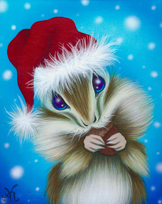 natalie vonraven art painting squirrel santa cute christmas