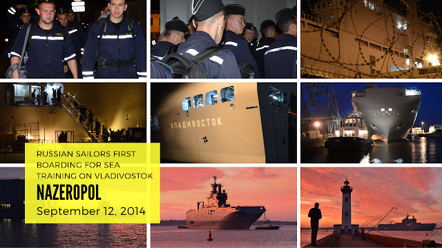 Mistral: sortie en mer du "Vladivostok" à Saint-Nazaire, des marins russes à bord