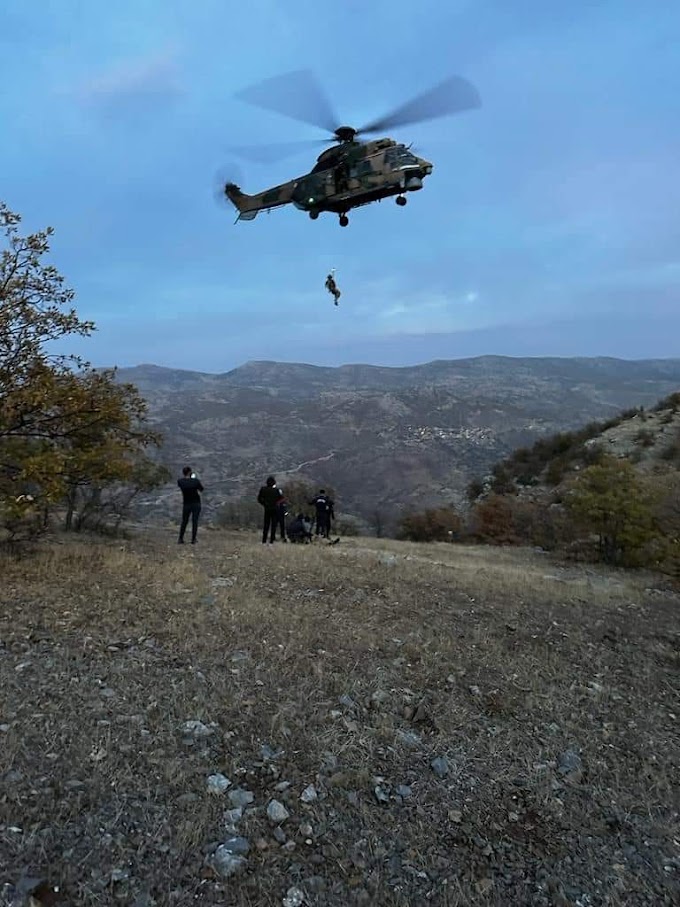 Hadim'de Kayalıklardan düşen vatandaş askeri helikopter ile kurtarıldı.